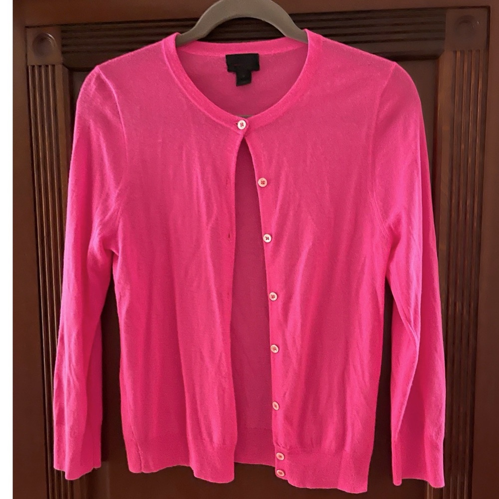 Jcrew hot pink Italian cashmere cardigan
